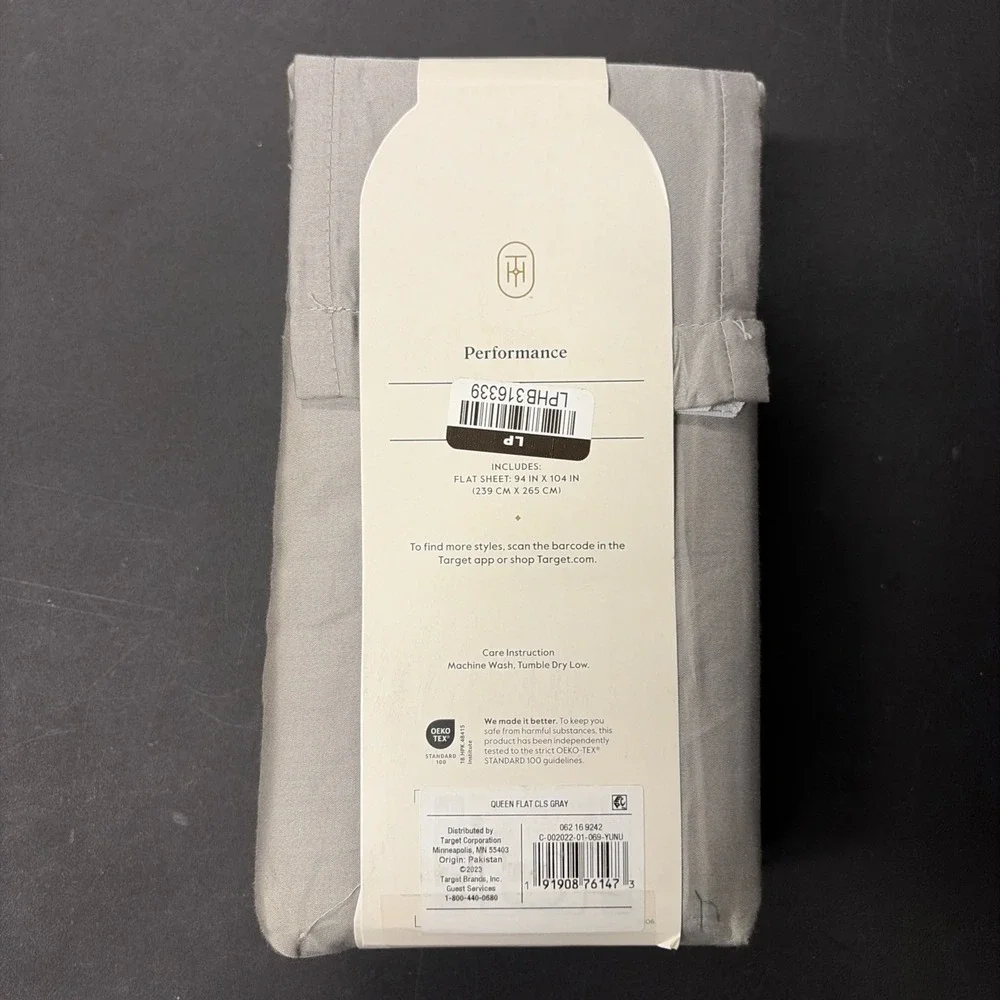 Queen 400 Thread Count Performance Flat Sheet Gray - Threshold: Cotton 20532